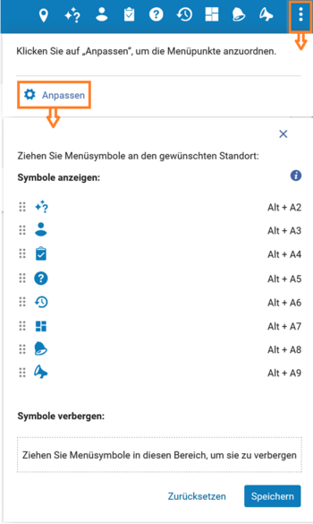 Konfiguration der Hauptmenü-Symbole